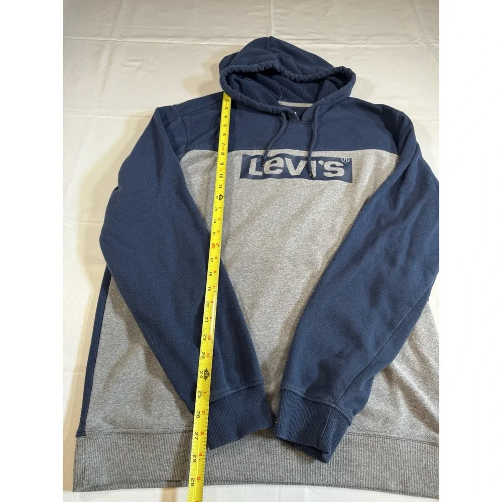 Levi's Men's XL Blue Gray Graphic Relaxed Fit Pullover Hooded Sweatshirt